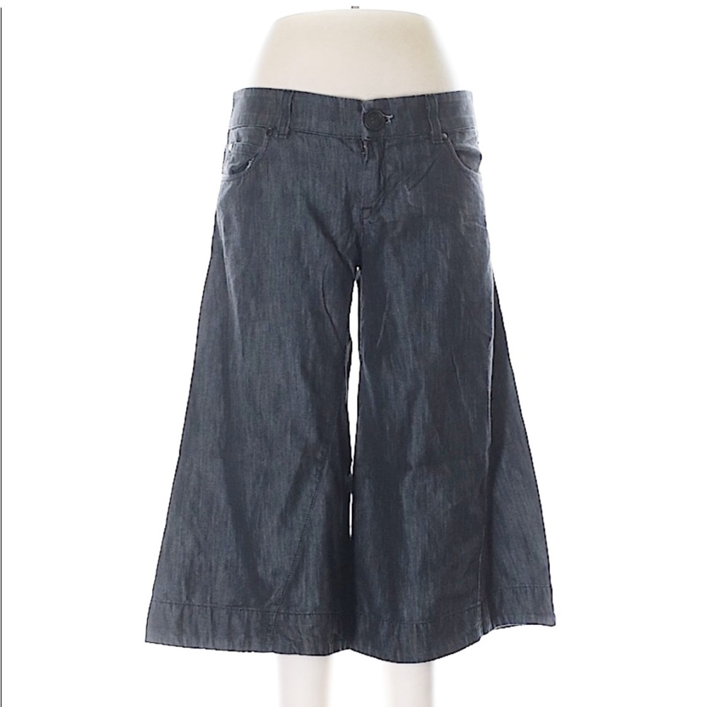 💕 LEVEL 99 anthropologie denim wide leg crop gaucho culottes NEW grey